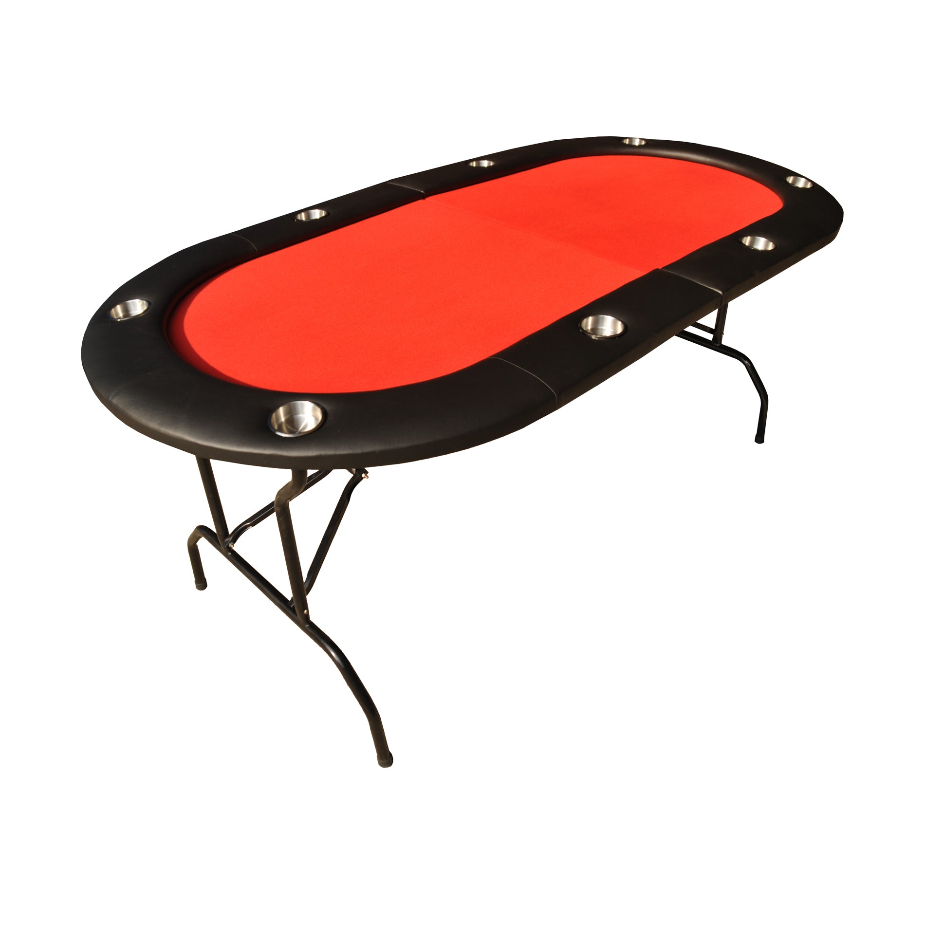 73Inch Oval Light Series Red Felt Foldable Casino Game Poker Table Red Metal