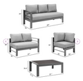 3 Pieces Outdoor All Weather Conversation Setsectional Sofa, Corner Sofas, Grey Aluminum With Dark Grey Cushions Dark Grey Aluminum