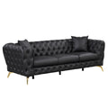 Modern 3 Piece Sofa Sets With Sturdy Metal Legs, Button Tufted Back, Pu Upholstered Couches Sets Including Three Seat Sofa, Loveseat And Single Chair For Living Room Furniture Set, Black Black Foam Pu