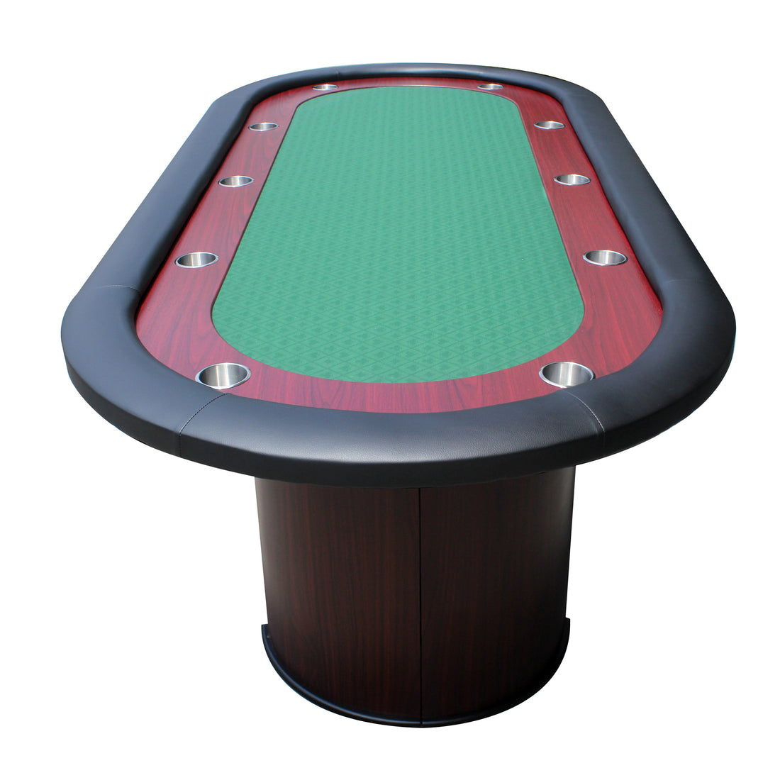 96Inch Oval 10 Players Green Waterproof Cloth Red Racetrack Luna Wooden Legs Poker Table Green Wood