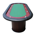 96Inch Oval 10 Players Green Waterproof Cloth Red Racetrack Luna Wooden Legs Poker Table Green Wood