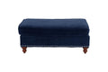 Living Room Xl Cocktail Ottoman Indigo Blue Velvet Accent Studding Trim Wooden Legs Blue Velvet Primary Living Space Blue Classic,Contemporary Rectangle Nailhead Trim Velvet