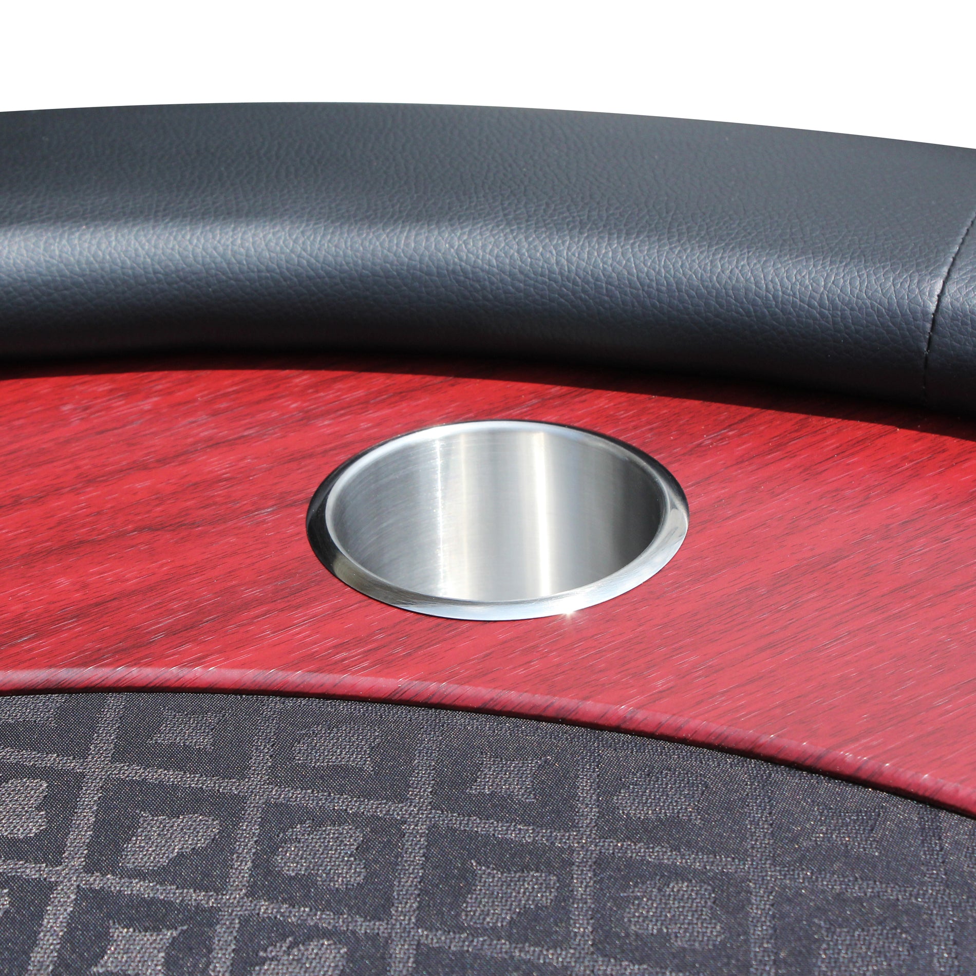 96Inch Oval 10 Players Black Speed Cloth Surface Red Racetrack Luna Wooden Legs Poker Table Black Red Wood