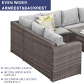 7 Pieces Pe Rattan Wicker Patio Dining Sectional Cusions Sofa Set With Grey Cushions Grey Wicker