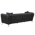 Modern 3 Piece Sofa Sets With Sturdy Metal Legs, Button Tufted Back, Pu Upholstered Couches Sets Including Three Seat Sofa, Loveseat And Single Chair For Living Room Furniture Set, Black Black Foam Pu