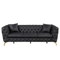 Modern 3 Piece Sofa Sets With Sturdy Metal Legs, Button Tufted Back, Pu Upholstered Couches Sets Including Three Seat Sofa, Loveseat And Single Chair For Living Room Furniture Set, Black Black Foam Pu