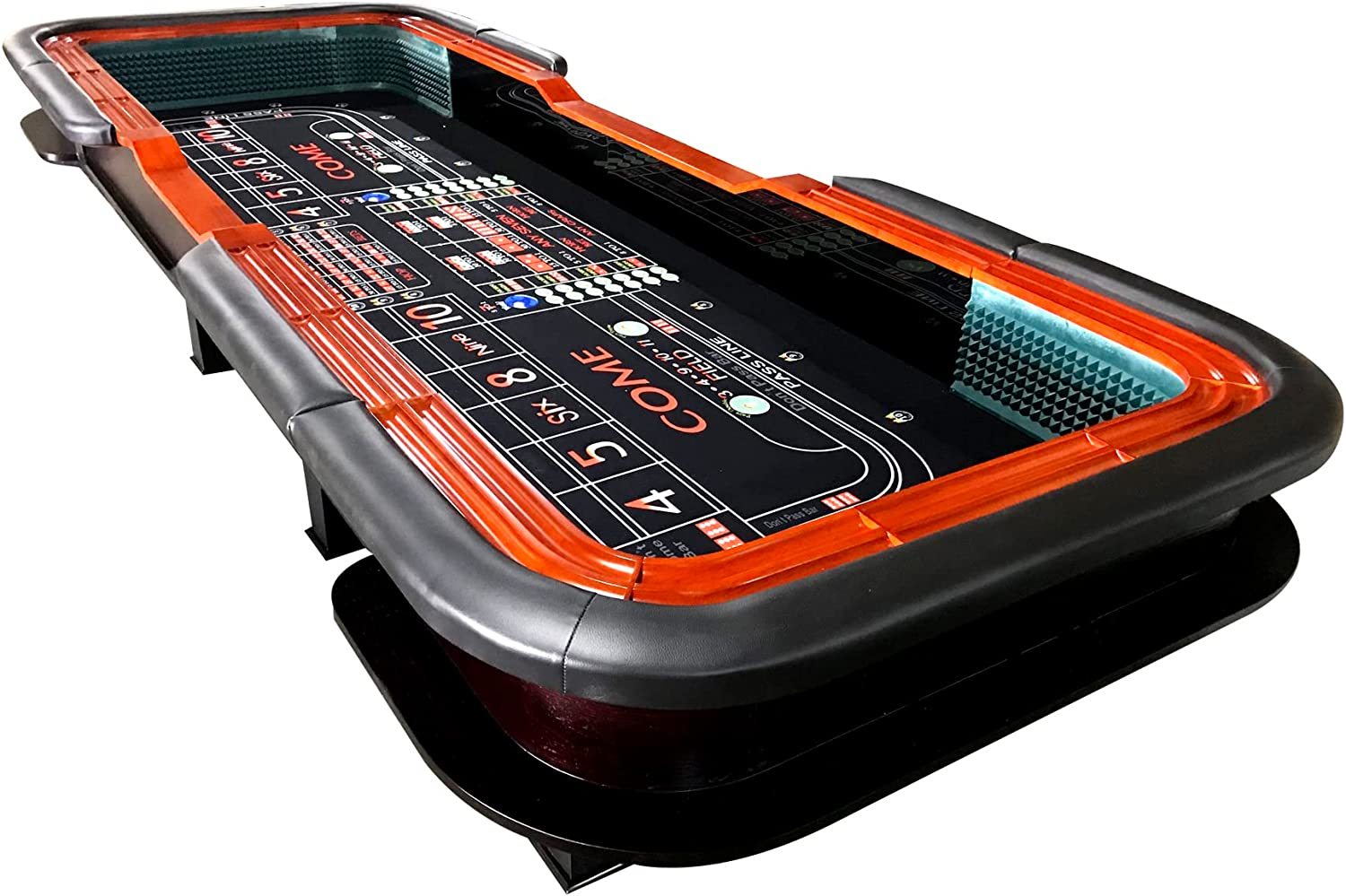 136" 12 Feet Deluxe Craps Black Waterproof Felt Casino Dice Game Poker Table Black Modern Wood