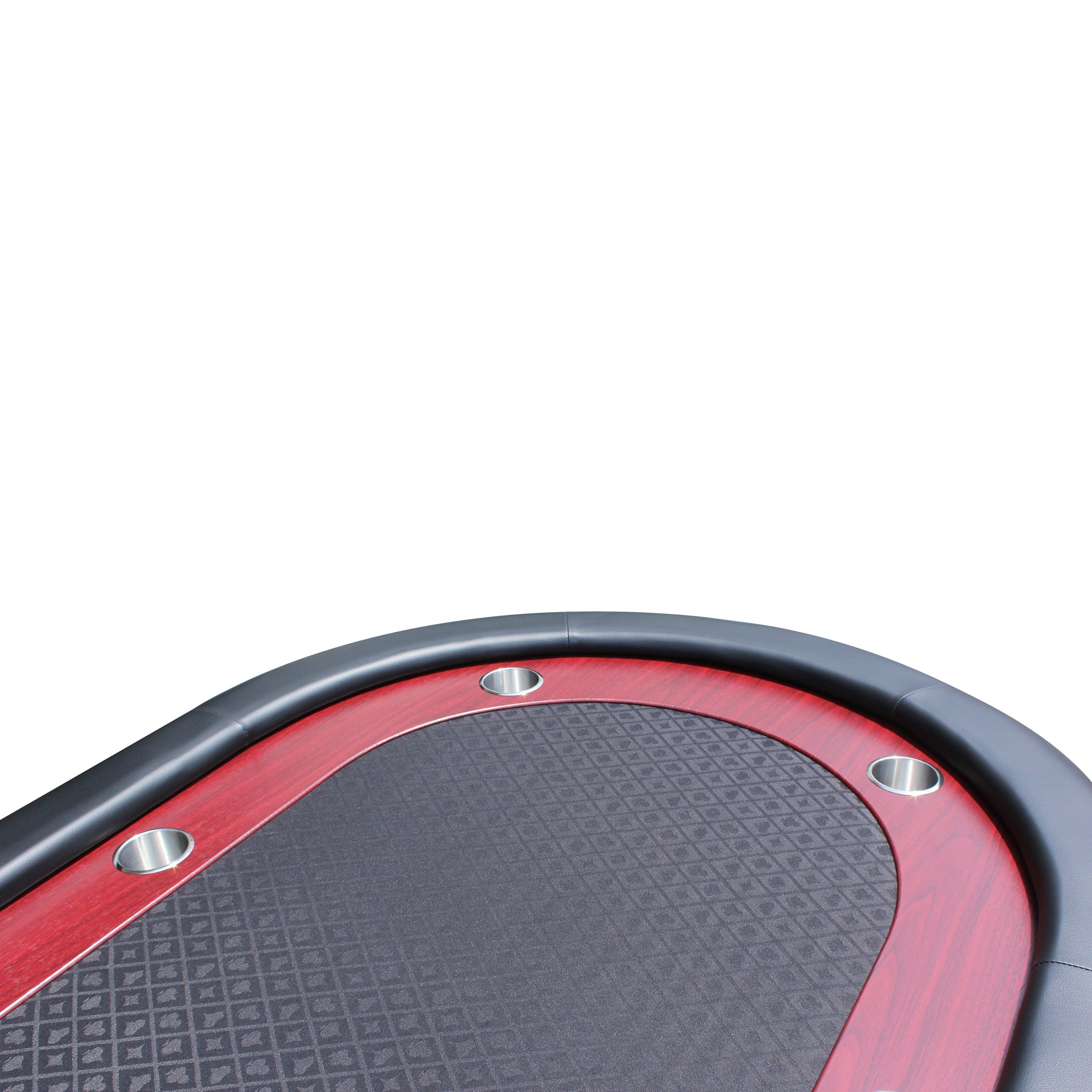 96Inch Oval 10 Players Black Speed Cloth Surface Red Racetrack Luna Wooden Legs Poker Table Black Red Wood