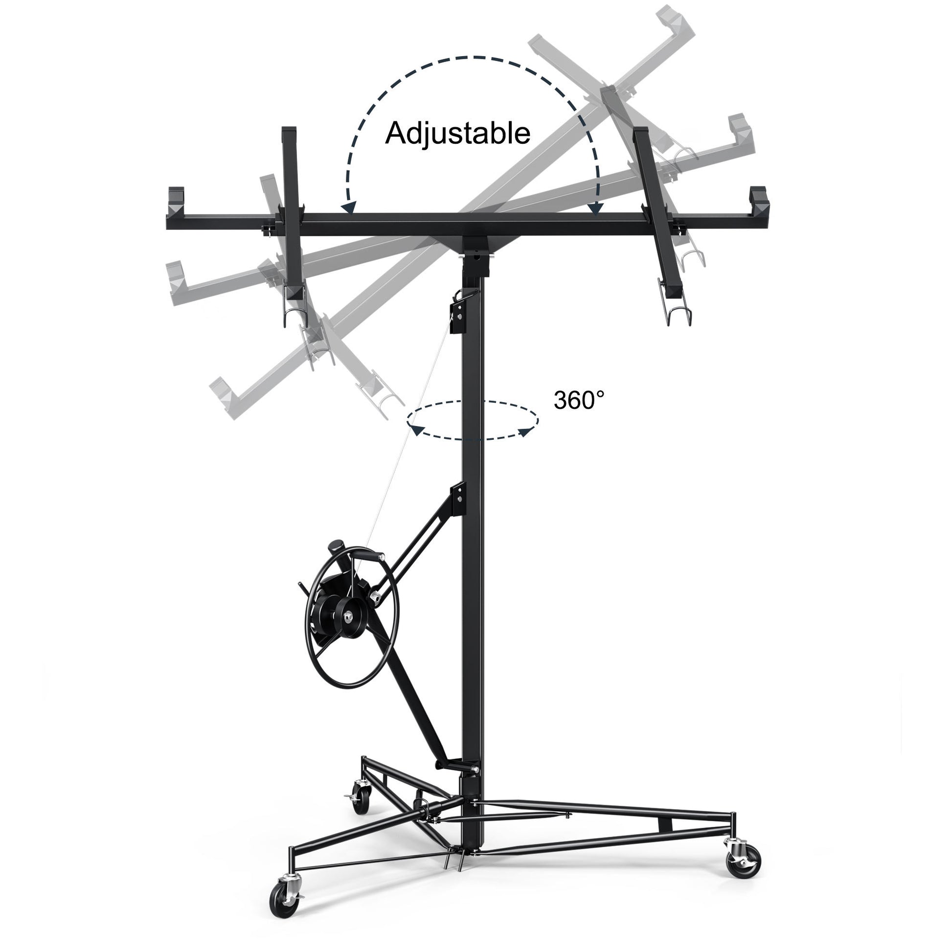 16Ft Lift Drywall Panel Hoist Jack For Ceiling Black Black Iron Plastic