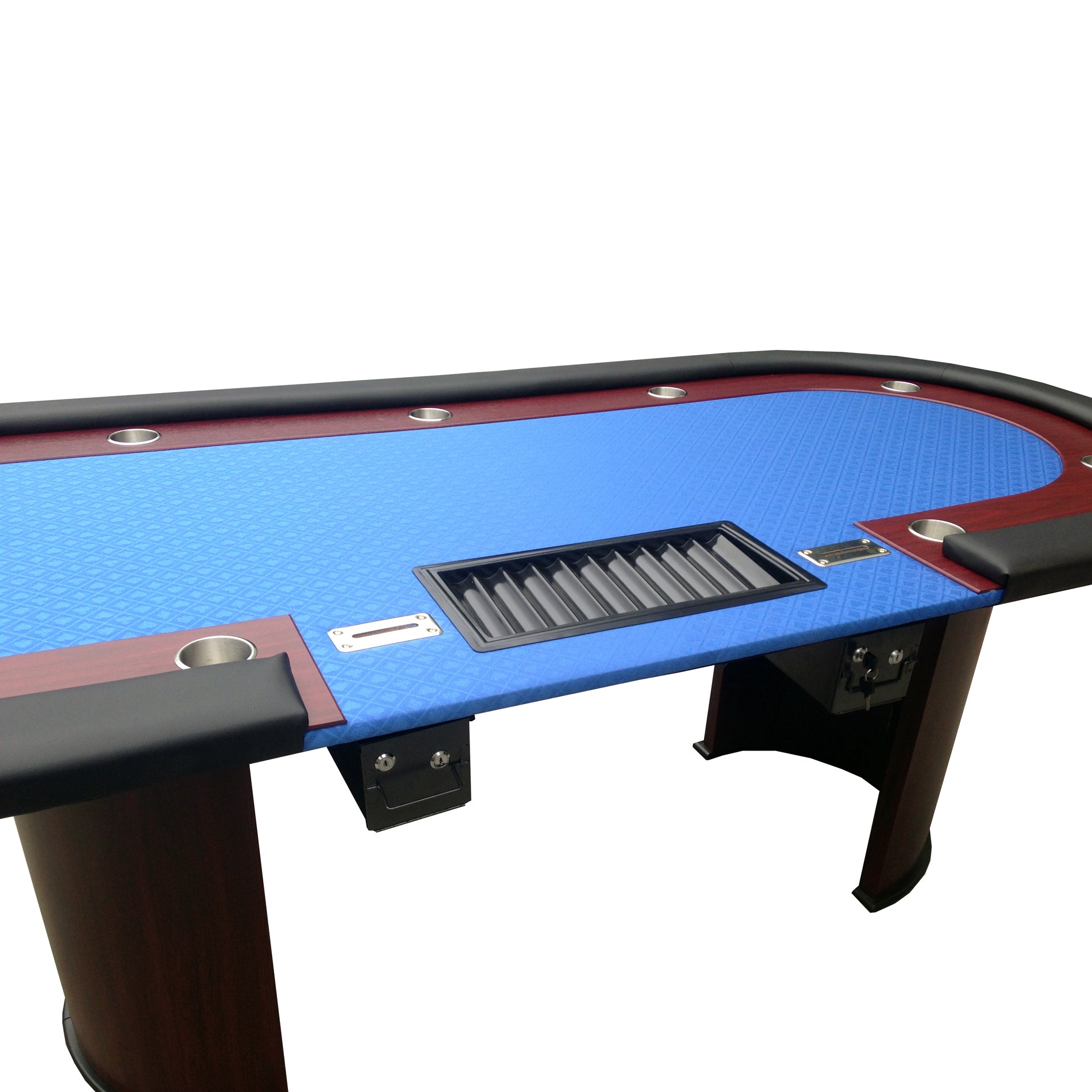 96" Oval 9 Players Luna Blue Waterproof Felt Casino Game Texas Hold'Em Poker Table Blue Wood