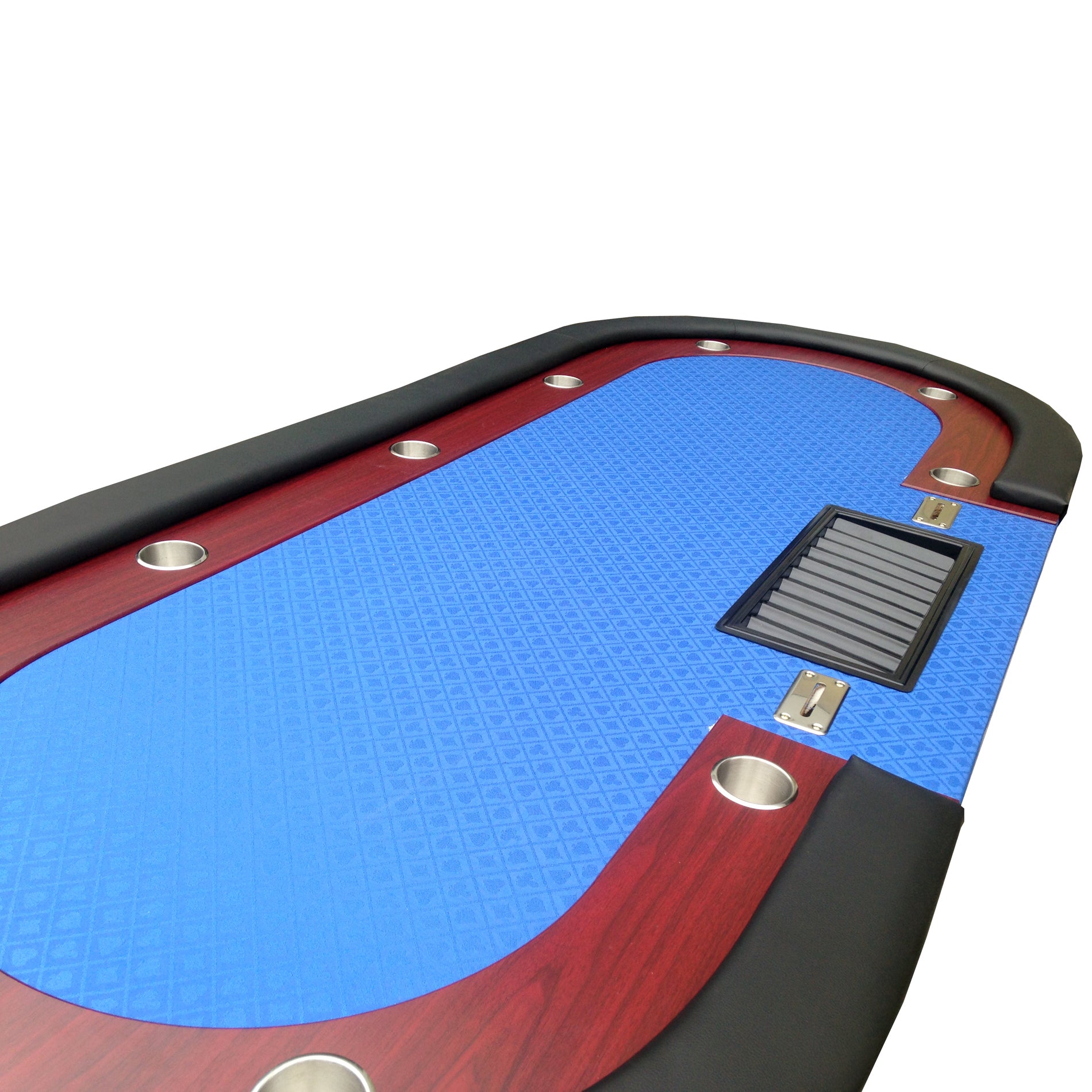 96" Oval 9 Players Luna Blue Waterproof Felt Casino Game Texas Hold'Em Poker Table Blue Wood