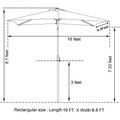 Rectangular Patio Umbrella 6.5 Ft. X 10 Ft. With Tilt, Crank And 6 Sturdy Ribs For Deck, Lawn, Pool In Lime Green Lime Green Aluminium