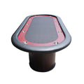 96Inch Oval 10 Players Black Speed Cloth Surface Red Racetrack Luna Wooden Legs Poker Table Black Red Wood