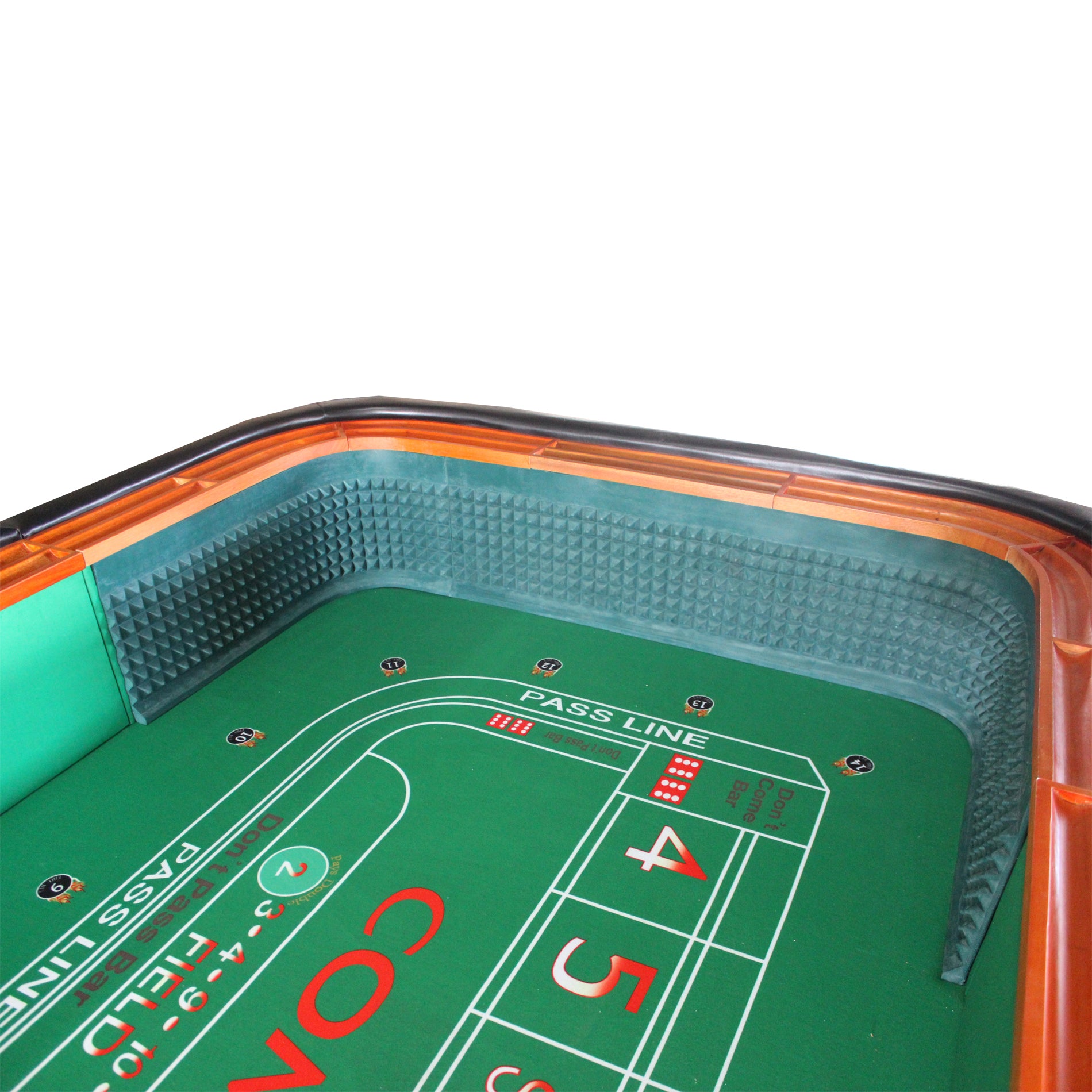 12 Feet Deluxe Craps Dice Green Felt Luxury Casino Game Poker Table With Diamond Pyramid Bumper Rubber Green Luxury,Modern Wood