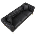 Modern 3 Piece Sofa Sets With Sturdy Metal Legs, Button Tufted Back, Pu Upholstered Couches Sets Including Three Seat Sofa, Loveseat And Single Chair For Living Room Furniture Set, Black Black Foam Pu