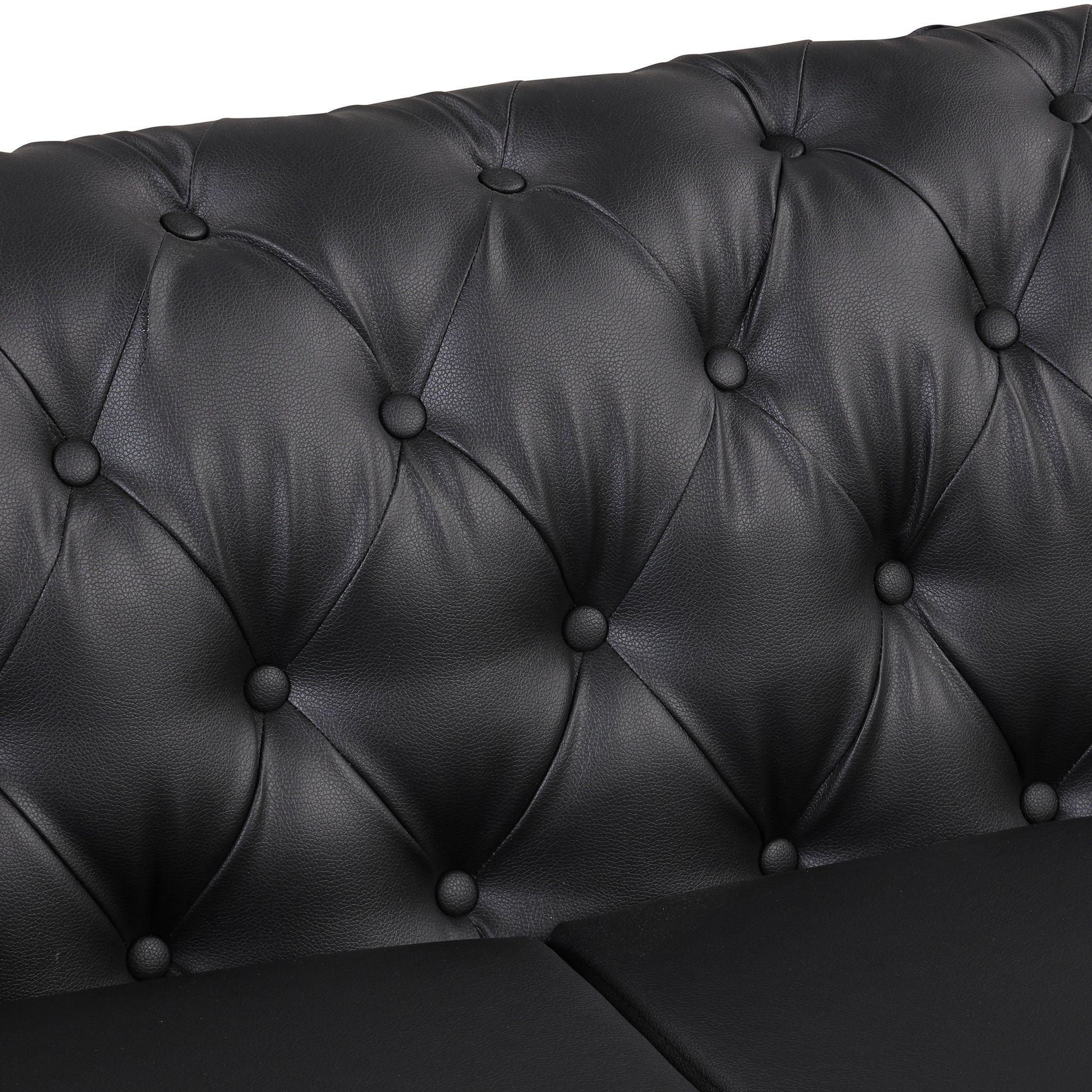 44" Modern Sofa Couch Pu Upholstered Sofa With Sturdy Metal Legs, Button Tufted Back, Single Sofa Chair For Living Room,Apartment,Home Office, Black Black Foam Pu