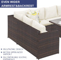 7 Pieces Pe Rattan Wicker Patio Dining Sectional Cusions Sofa Set With Ivory Cushions Ivory Wicker