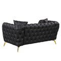 Modern 3 Piece Sofa Sets With Sturdy Metal Legs, Button Tufted Back, Pu Upholstered Couches Sets Including Three Seat Sofa, Loveseat And Single Chair For Living Room Furniture Set, Black Black Foam Pu