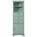 Green Triangle Tall Cabinet With 3 Drawers And Adjustable Shelves For Bathroom, Kitchen Or Living Room, Mdf Board With Painted Finish Green Mdf