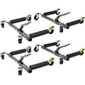 Set Of 4 Wheel Dolly Car Skates Vehicle Positioning Hydraulic Tire Jack Ratcheting Foot Pedal Lift Hydraulic Car Wheel Dolly, 1,250Lbs Gray Carbon Steel