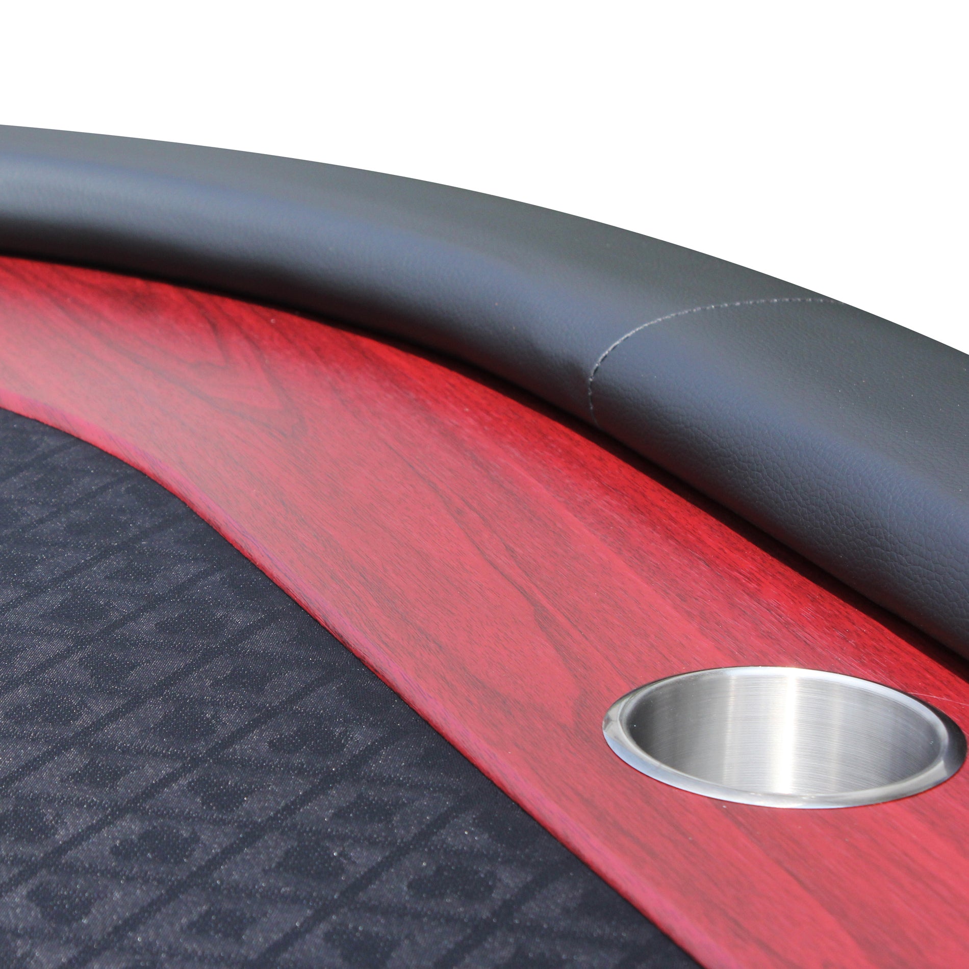 96Inch Oval 10 Players Black Speed Cloth Surface Red Racetrack Luna Wooden Legs Poker Table Black Red Wood