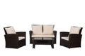 4 Pieces Outdoor Patio Furniture Set Pe Rattan Wicker With Brown Brown Wicker