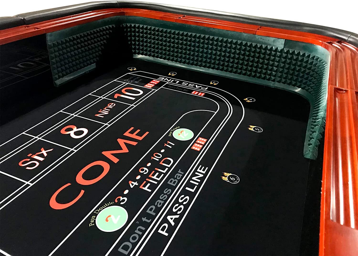 136" 12 Feet Deluxe Craps Black Waterproof Felt Casino Dice Game Poker Table Black Modern Wood