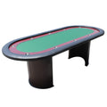 96Inch Oval 10 Players Green Waterproof Cloth Red Racetrack Luna Wooden Legs Poker Table Green Wood