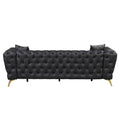 Modern 3 Piece Sofa Sets With Sturdy Metal Legs, Button Tufted Back, Pu Upholstered Couches Sets Including Three Seat Sofa, Loveseat And Single Chair For Living Room Furniture Set, Black Black Foam Pu