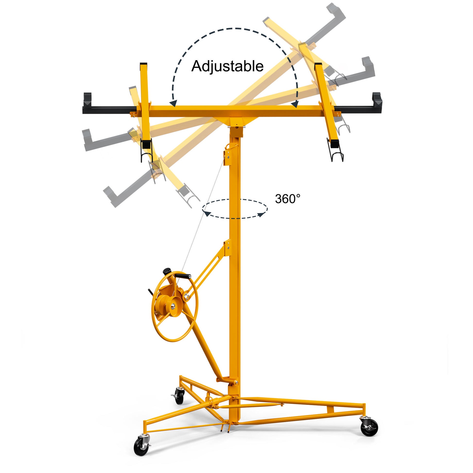 16Ft Lift Drywall Panel Hoist Jack For Ceiling Yellow Yellow Iron Plastic