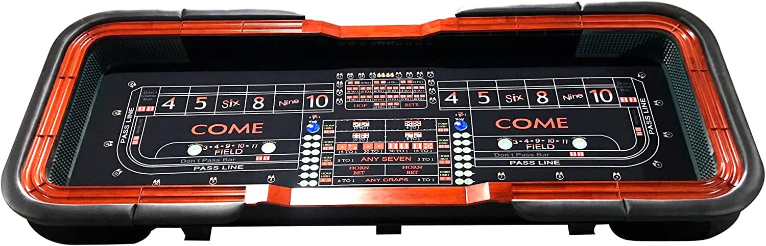 136" 12 Feet Deluxe Craps Black Waterproof Felt Casino Dice Game Poker Table Black Modern Wood