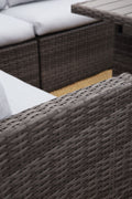 7 Pieces Pe Rattan Wicker Patio Dining Sectional Cusions Sofa Set With Grey Cushions Grey Wicker