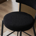 Set Of 2 Modern Teddy Fabric Upholstered Bar Stools Metal Base High Stool Suitable For Kitchen, Dining And Living Room Black Stylish And Comfortable Island Seating Black Metal