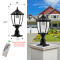 Solar Column Headlights With Dimmable Led 1 Pack Black Glass Aluminium