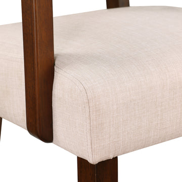 Fabric Accent Chair Set Of 2 With Round Wood Table, Decorative Slipper Chair Brown Espresso Primary Living Space Contemporary,Mid Century Modern,Modern Rubberwood Foam Rubber Wood