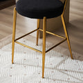 Set Of 4 Modern Teddy Fabric Upholstered Bar Stools Metal Base High Stool Suitable For Kitchen, Dining And Living Room Black Stylish And Comfortable Island Seating Black Metal