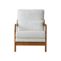 Modern Teddy Fabric Accent Chair,Wood Frame Armchair For Living Room White Teddy