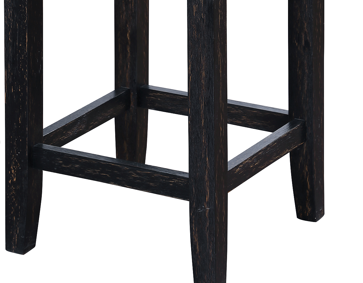 Farmhouse 24In Height Barstools For 34" 38" Counter Island Upholstered Stools Black White White Dining Room Antique Rubberwood Foam Burlap