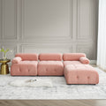 Modular Sectional Sofa, Button Tufted Designed And Diy Combination,L Shaped Couch With Reversible Ottoman, Pink Velvet Pink Velvet Wood Soft Tight Back Eucalyptus Pillow Top Arms Foam Spring