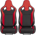 Racing Seatbucket Seats Black Red Vinyl