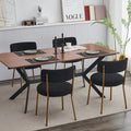 Set Of 2 Mid Century Modern Dining Chairs Teddy Fabric Upholstery Curved Back Metal Frame Black Elegant And Comfortable Kitchen Chairs Black Metal