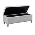 Rectangular Soft Close Storage Bench Light Grey Polyester