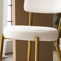 Set Of 2 Modern Teddy Fabric Upholstered Bar Stools Metal Base High Stool Suitable For Kitchen, Dining And Living Room Beige Stylish And Comfortable Island Seating Beige Metal