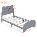 Twin Size Wood Platform Bed With Bear Shaped Headboard And Footboard,Gray Gray Wood