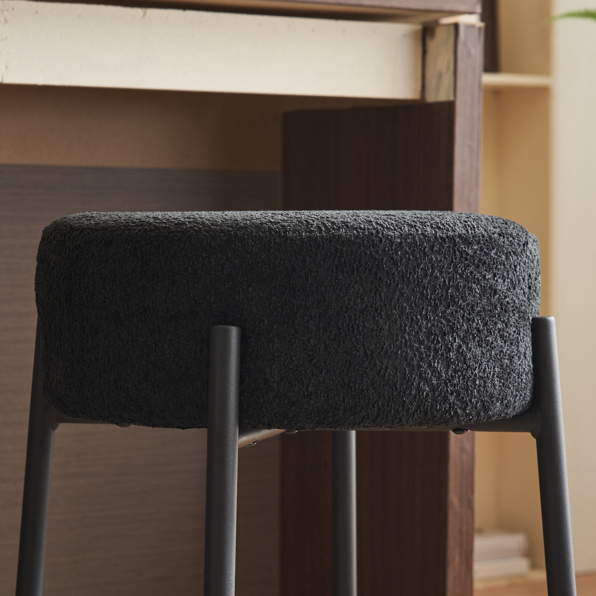 30" Tall, Round High Bar Stools, Set Of 2 Contemporary Upholstered Dining Stools For Kitchens, Coffee Shops And Bar Stores Includes Sturdy Hardware Support Legs Black Foam