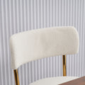 Set Of 2 Mid Century Modern Dining Chairs Teddy Fabric Upholstered Curved Back Metal Frame Beige Elegant And Comfortable Kitchen Chairs Beige Metal