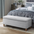 Rectangular Soft Close Storage Bench Light Grey Polyester