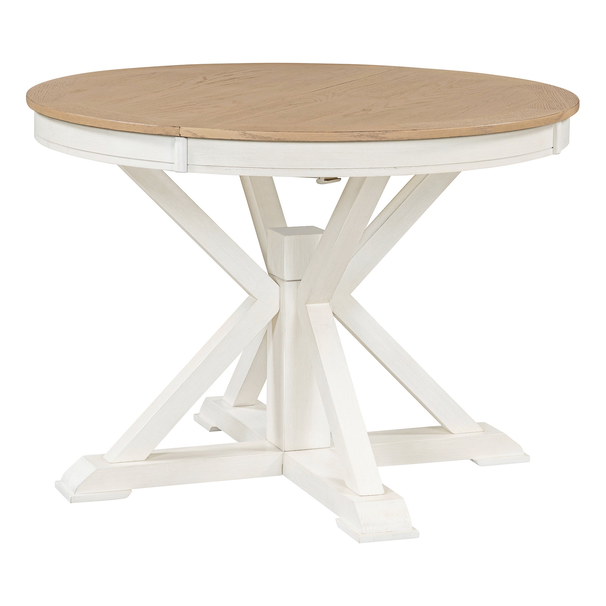 Functional Furniture Retro Style Dining Table Set With Extendable Table And 4 Upholstered Chairs For Dining Room And Living Room Oak Natural Wood Off White Oak Natural Wood Off White Solid Wood
