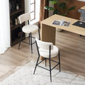 Set Of 4 Modern Teddy Fabric Upholstered Bar Stools Metal Base High Stool Suitable For Kitchen, Dining And Living Room Beige Stylish And Comfortable Island Seating Beige Metal