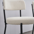 Set Of 2 Mid Century Modern Dining Chairs Teddy Fabric Upholstered Curved Back Metal Frame Beige Elegant And Comfortable Kitchen Chairs Beige Metal